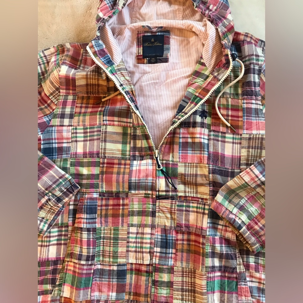 Brooks Brothers Nantucket (Authentic) India Madras Patchwork Plaid Hoodie Jacket - Picture 2 of 15